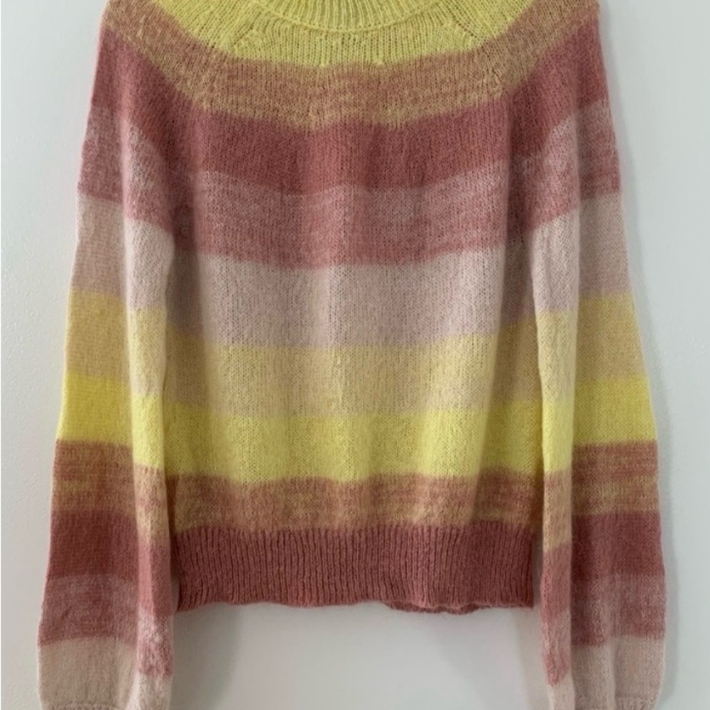 L Maje Millao Mohair pink yellow stripe sweater